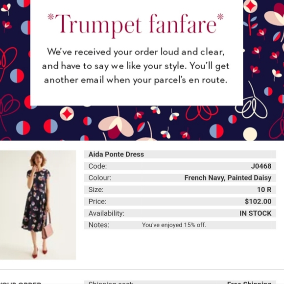 Boden Aida Blue Floral Ponte Belted Fit & Flare Dress Size 10R(US. - Picture 4 of 9